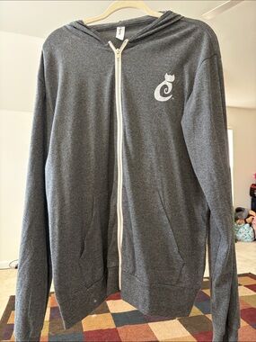 Cat Lady Women’s Gray Zip-Up Hoodie Sweater. Hiss on back